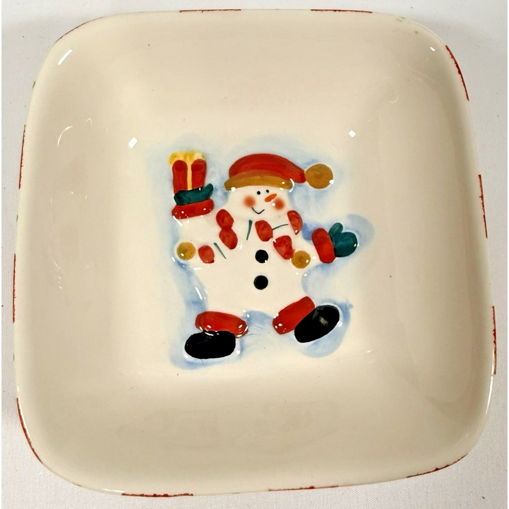 Atico Merry Brite Candy Dish 5in White 3D Snowman Christmas Holiday Decor